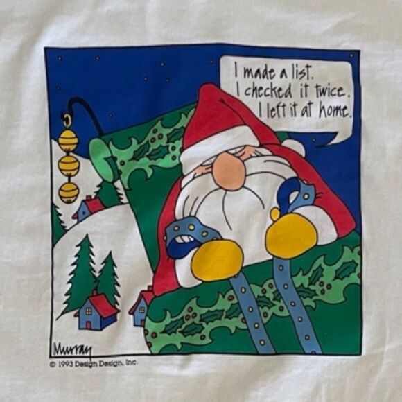 Vintage 1993 Single Stitch Christmas Comic T-Shirt White Size XL - Picture 3 of 6